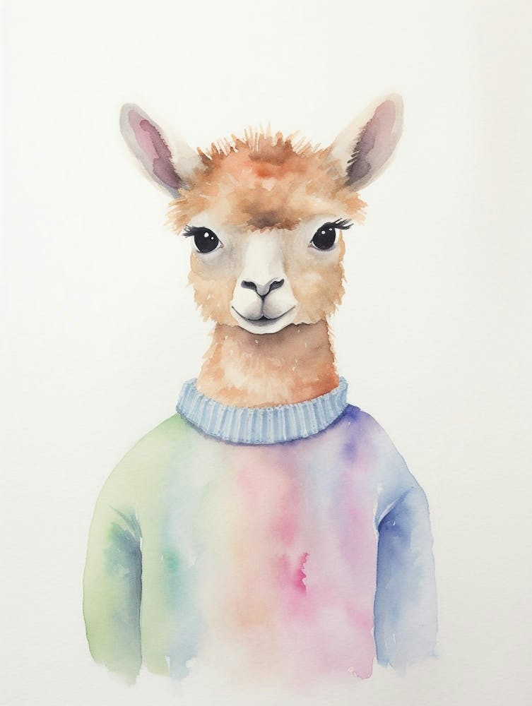 Baby Animal Watercolour Alpaca
