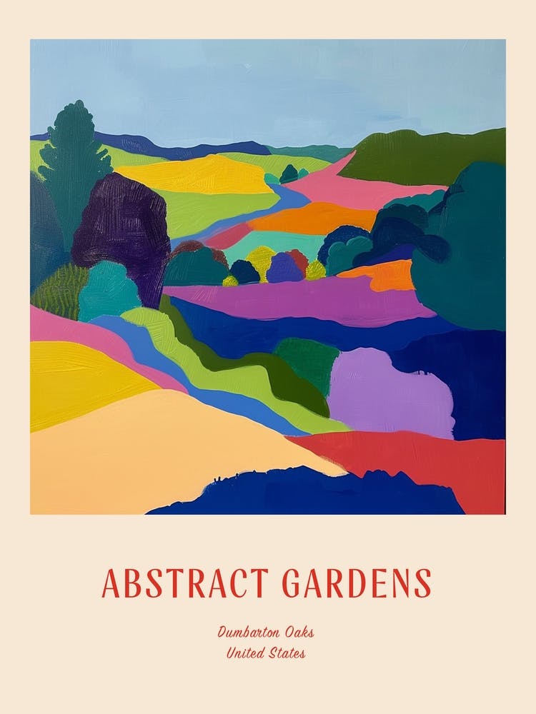 Colourful Gardens Dumbarton Oaks Usa Red Poster