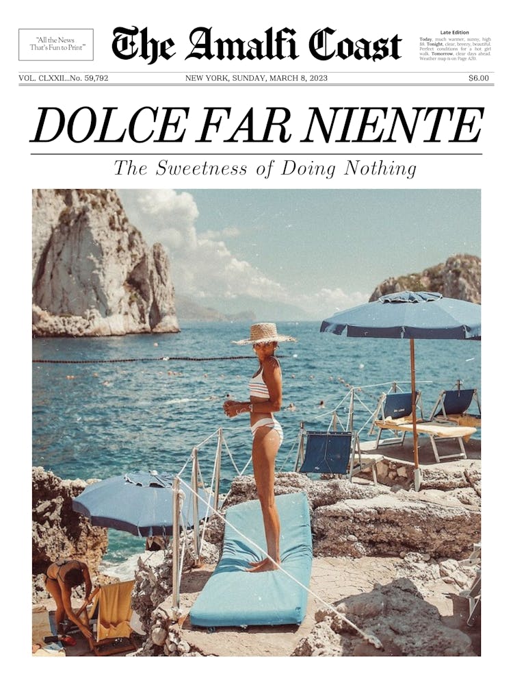 Amalfi Coast Newspaper Poster