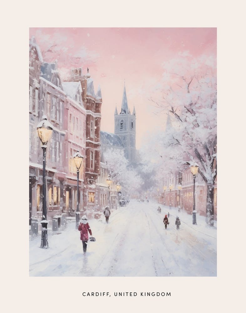 Dreamy Winter Painting Poster Cardiff United Kingdom