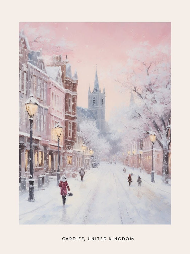 Dreamy Winter Painting Poster Cardiff United Kingdom