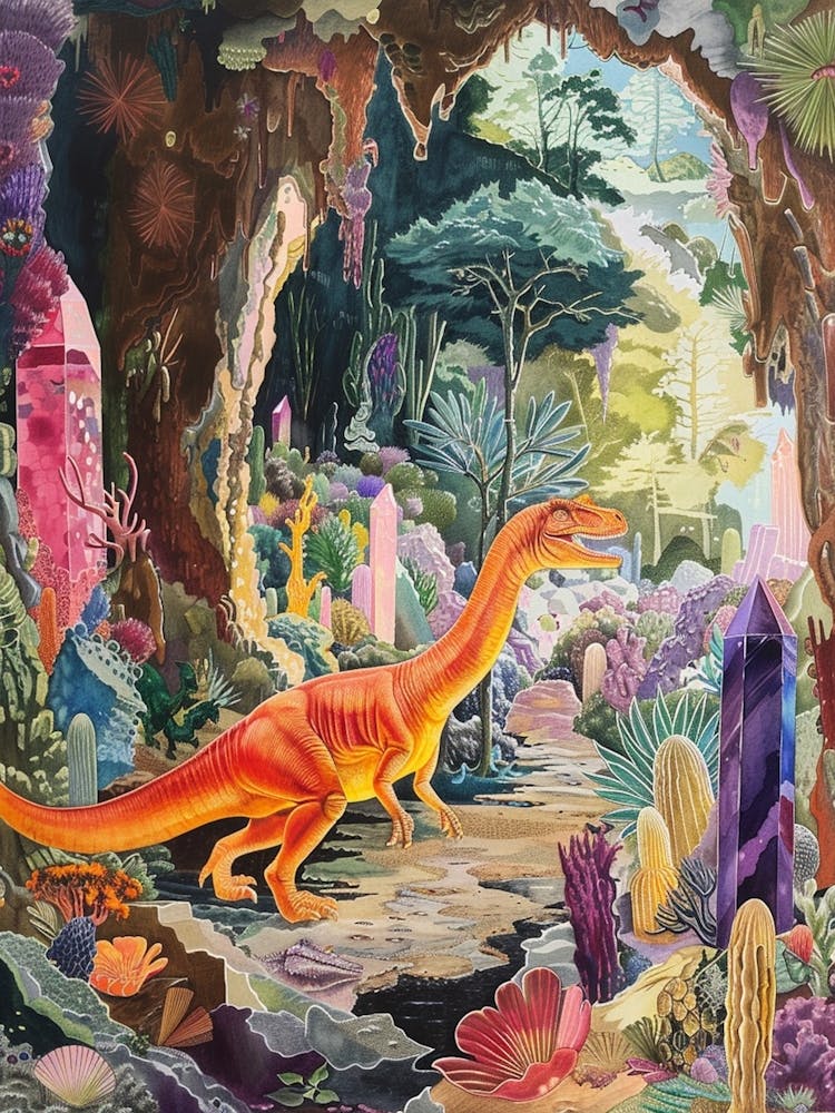 Colourful Dinosaur In A Crystal Cave 2