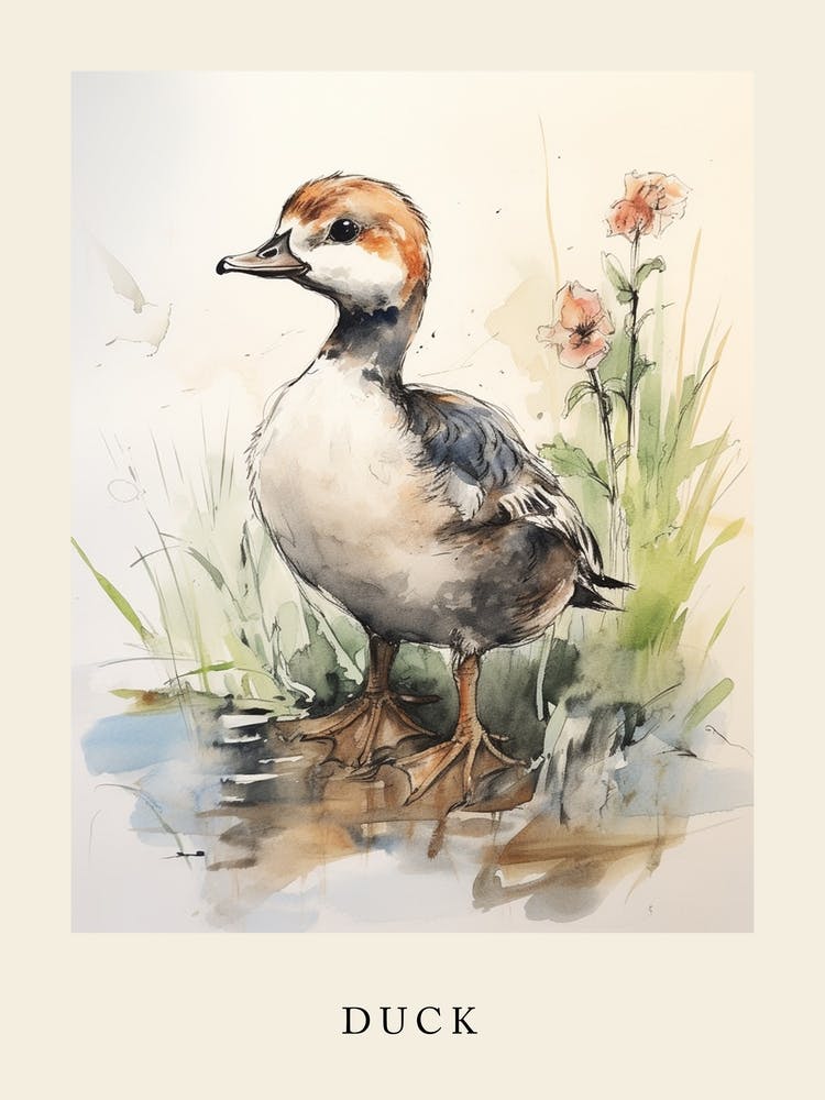 Beatrix Potter Inspired  Animal Watercolour Duck 3