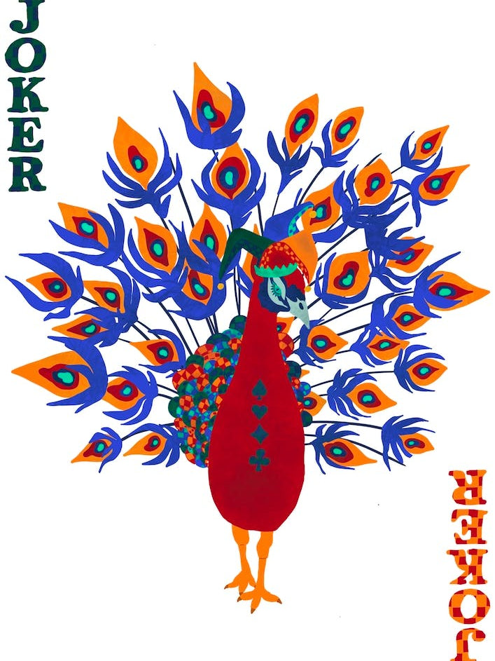 Peacock Joker Card
