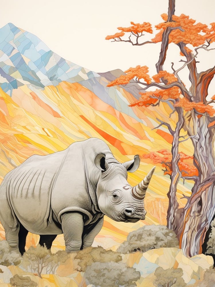 Patchwork Rhino Warm Colours 3
