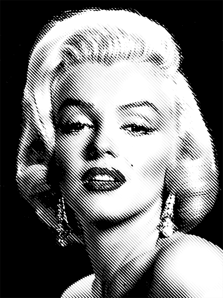 Marilyn Monroe Black White Line Art