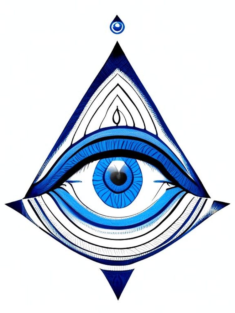 The Ajna Chakra, Symbol, Third Eye Blue & White 4