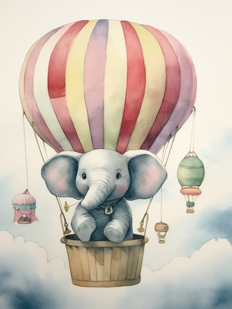 Baby Elephant In A Hot Air Balloon