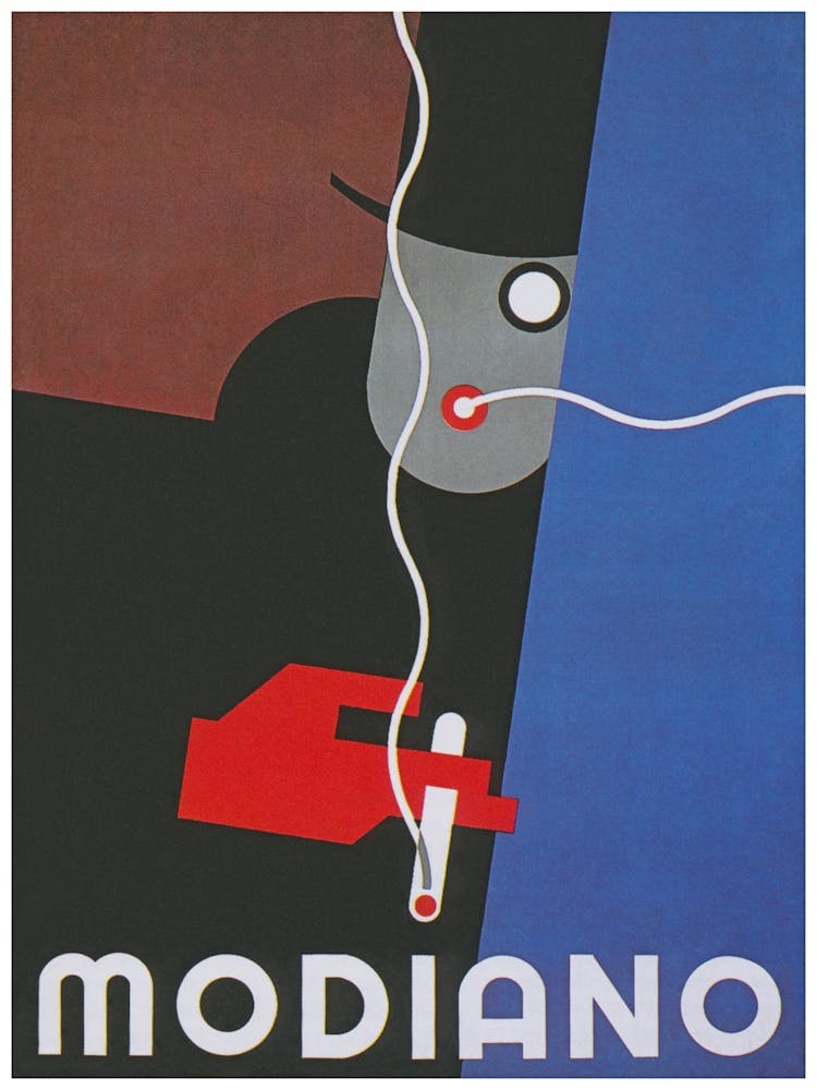 Modiano Man With Monocle Smoking a Cigarette Vintage Poster
