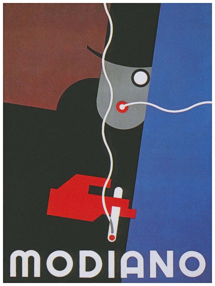 Modiano Man With Monocle Smoking a Cigarette Vintage Poster