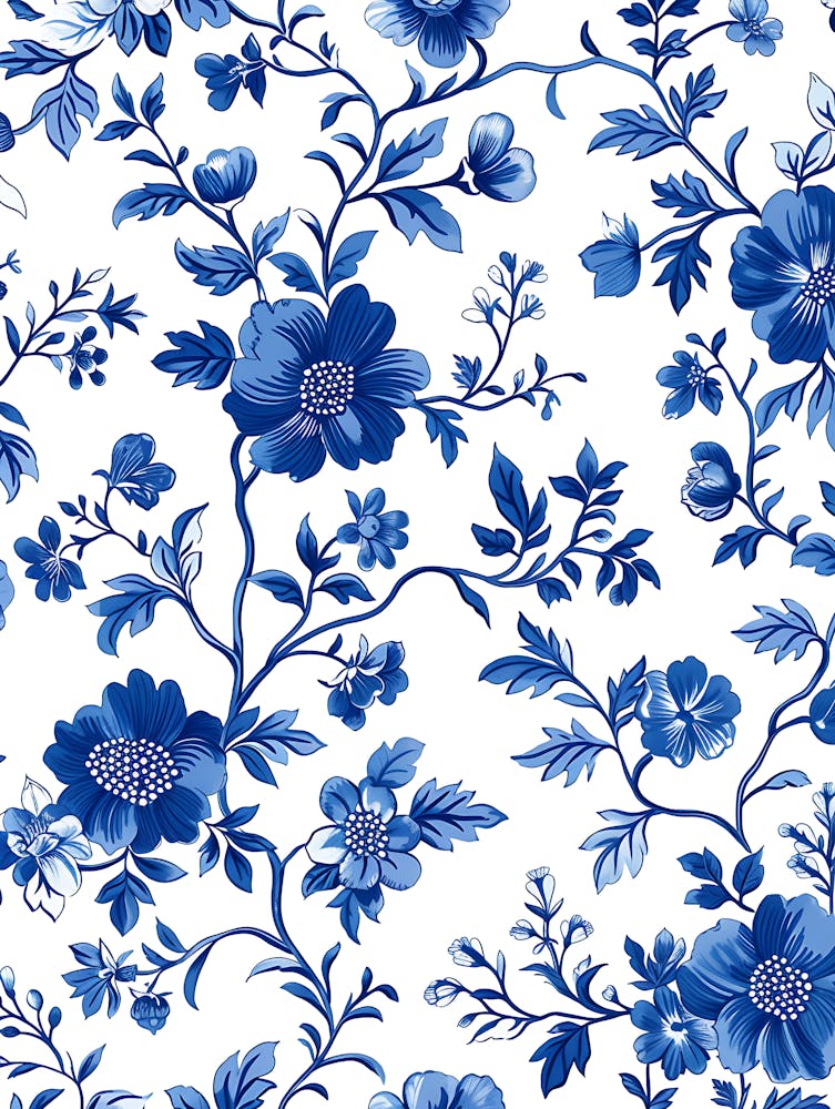 Blue And White Floral Pattern 1