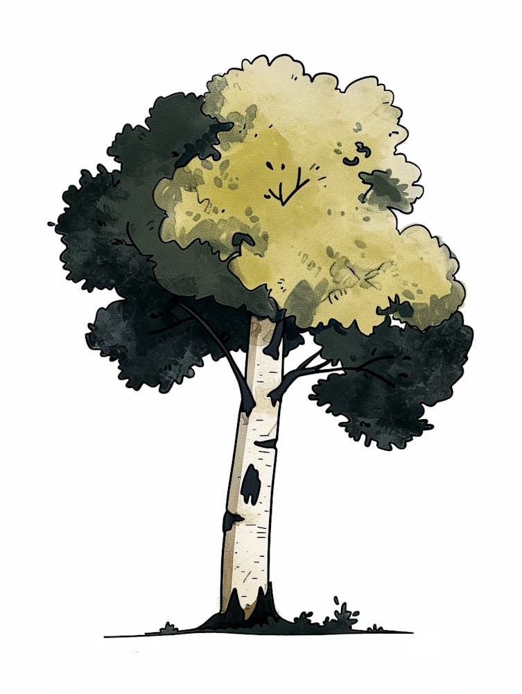 Birch Tree Pixel Illustration 4