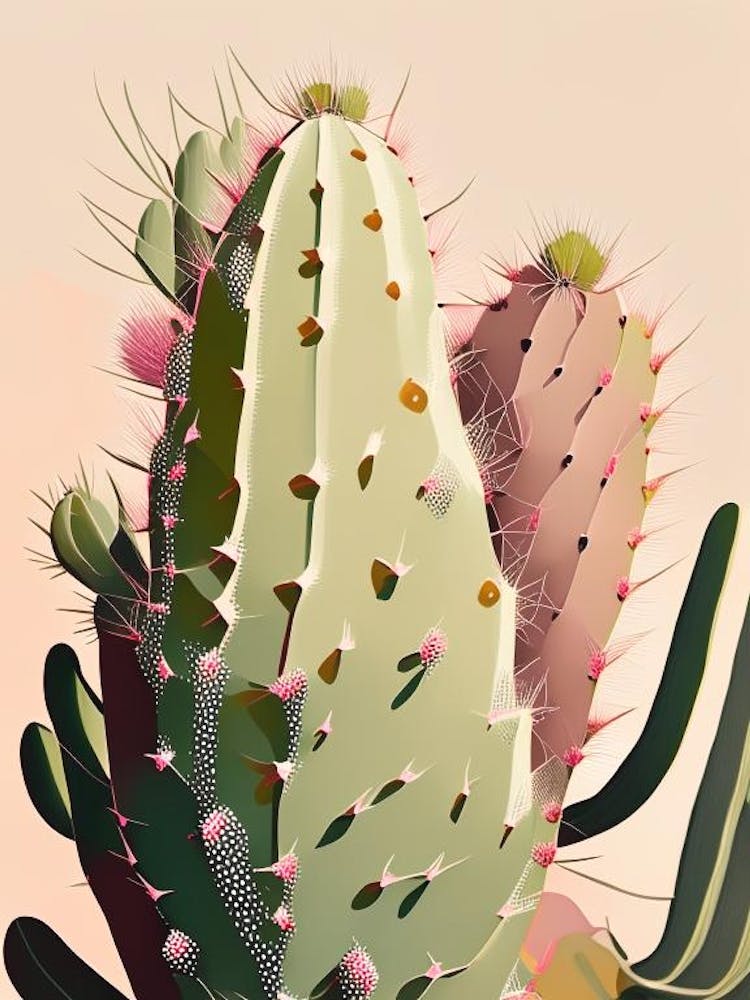 Prickly Pear Cactus Neutral Abstract 2