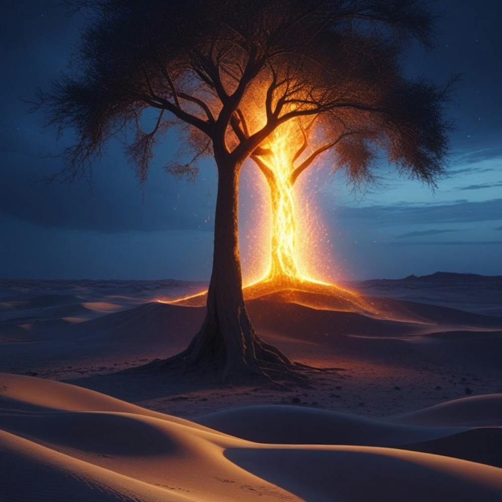 Fire Tree In The Desert