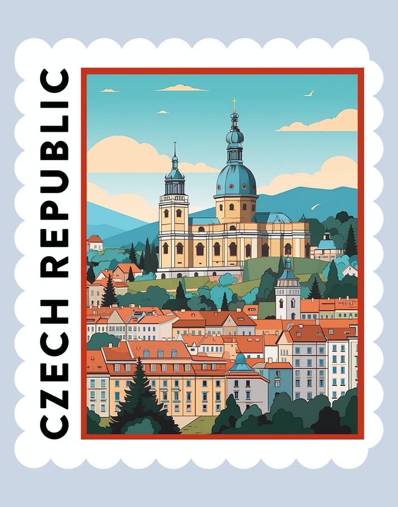 Czech Republic 2 Travel Stamp Poster