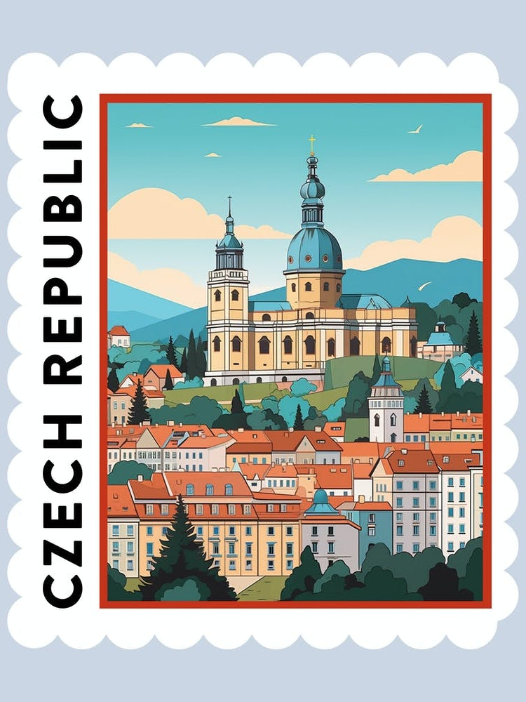 Czech Republic 2 Travel Stamp Poster