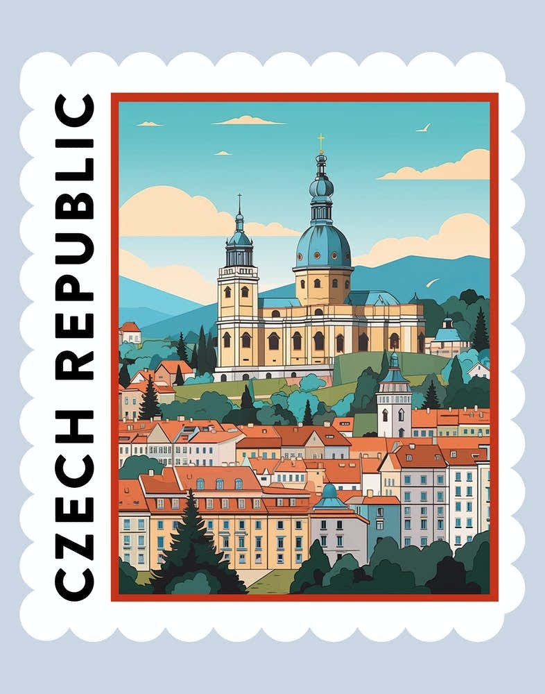 Czech Republic 2 Travel Stamp Poster