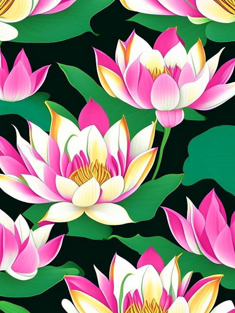 Lotus Flower Repeat Pattern Fauvism Matisse 3