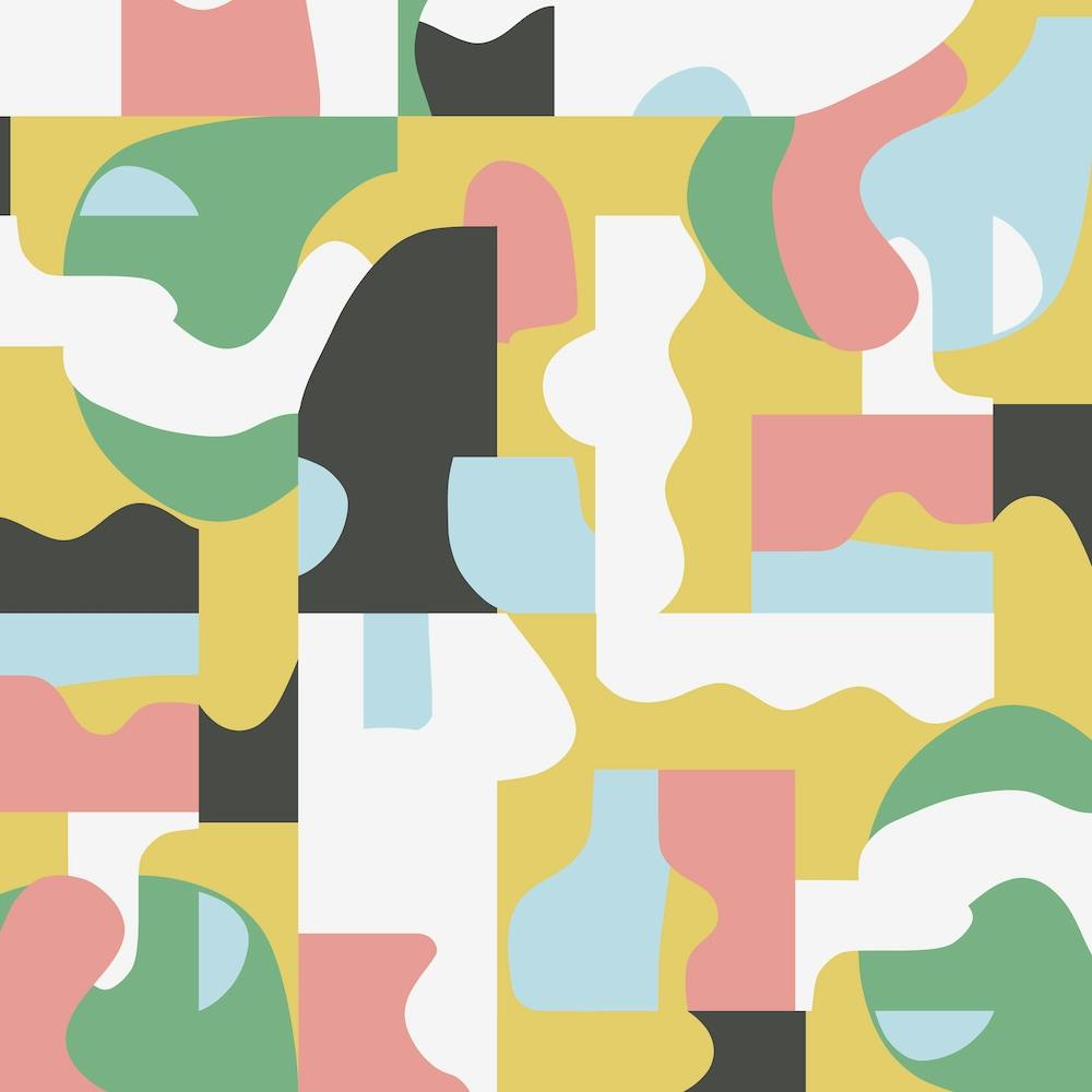 Organic Matisse Blocks Pink Mustard Square