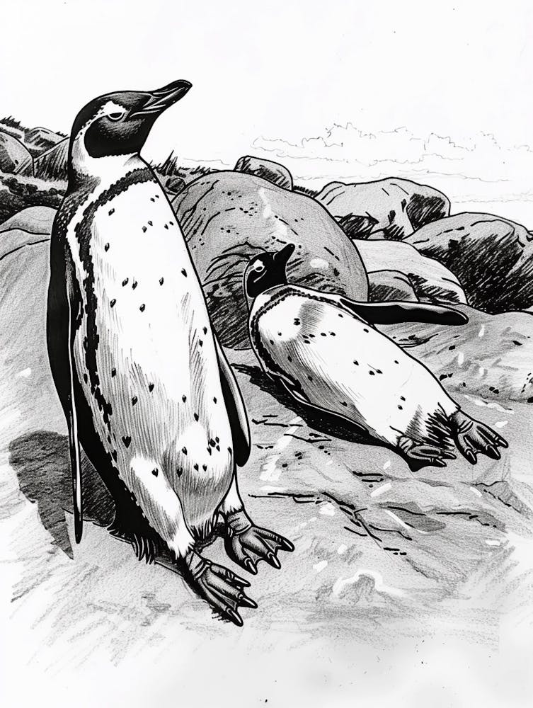 Königspinguin sonnt sich auf Felsen 4