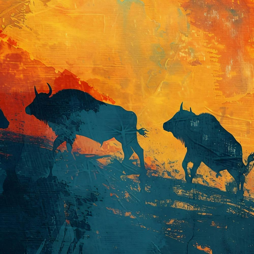 Bulls In The Sunset