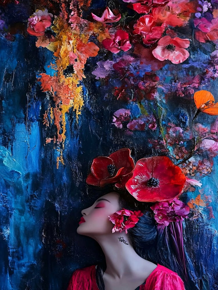 Frau mit Blumen im Haar 3