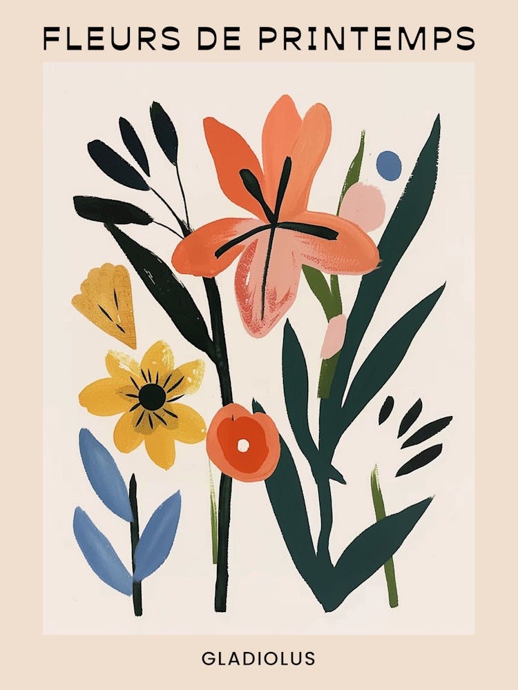 Spring Floral French Poster  Gladiolus 2