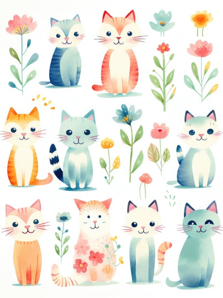 Watercolor Cats 4