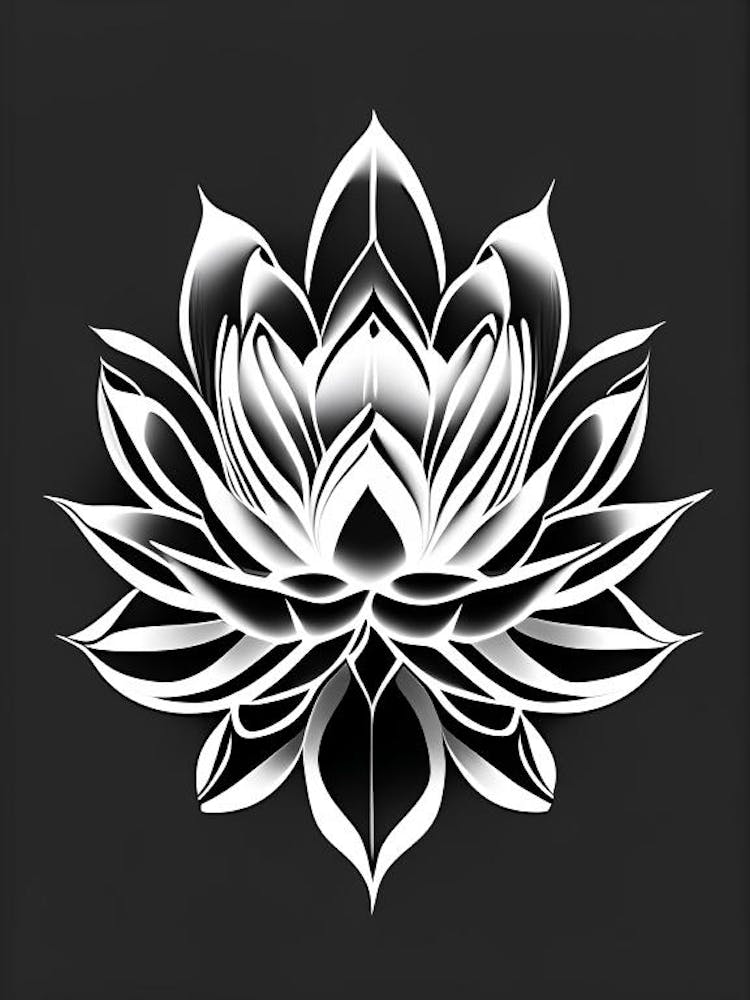 Lotus Flower Pattern Black And White Geometric 5