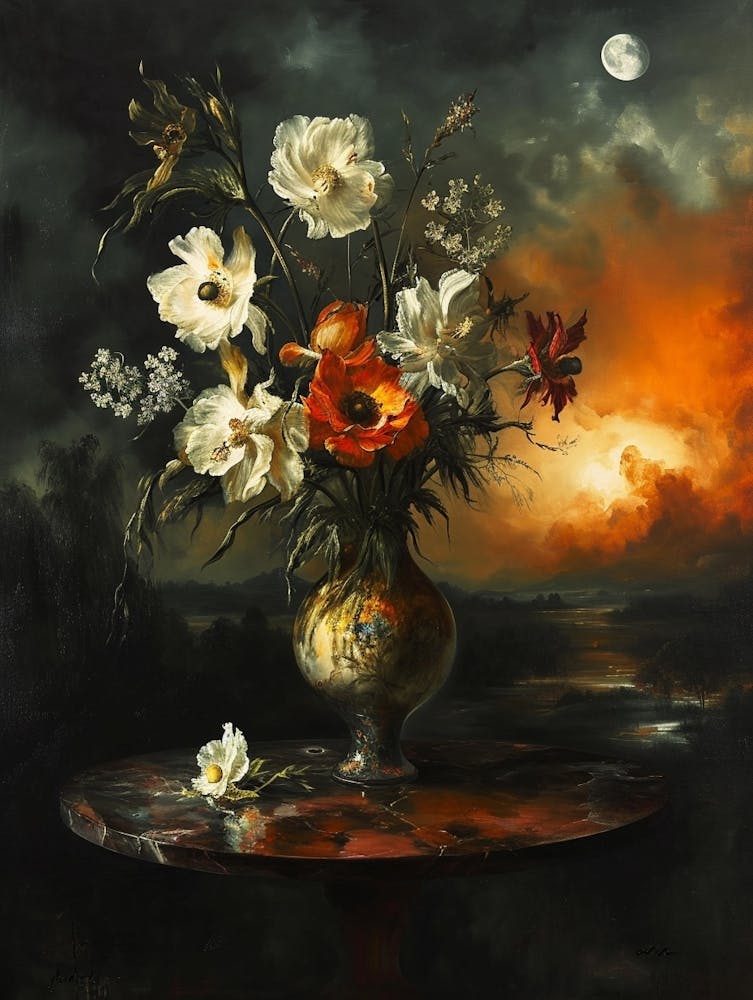 Nature Morte Florale Baroque Moonflower 4