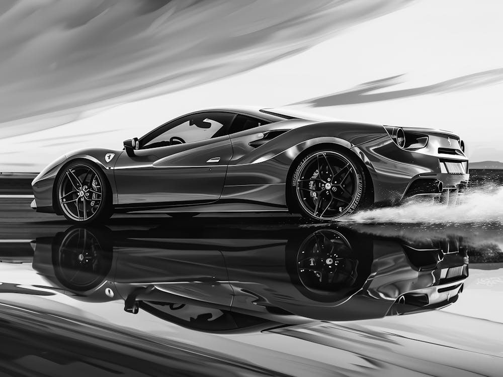 Black And White Ferrari