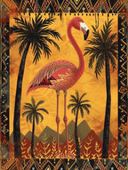 Greater Flamingo And Palm Trees Boho Print 3