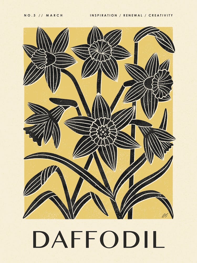 Rustic March Birth Flower Daffodil Black Yellow