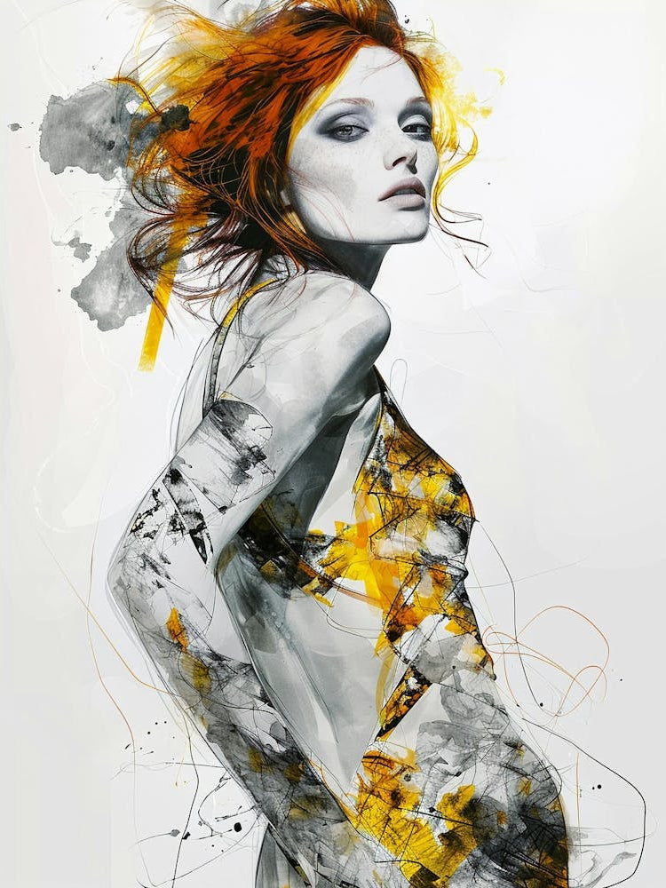 Abstract Painting of a Futuristic Woman