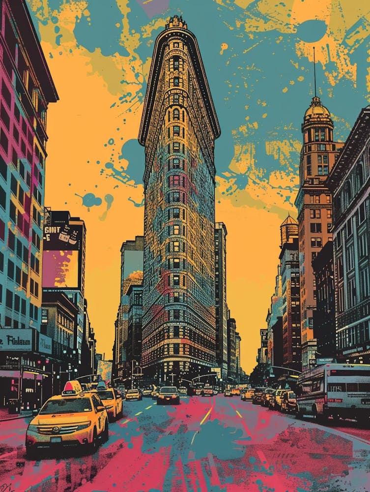 The Flatiron District New York Colourful Silkscreen Illustration 4