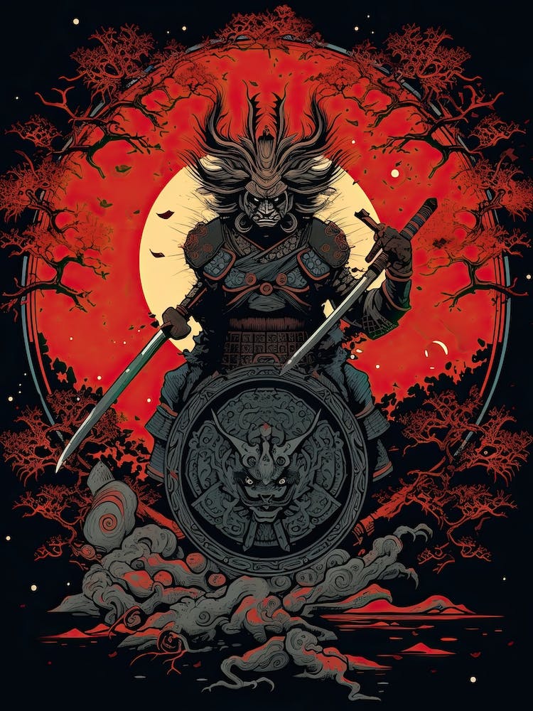 Samurai Tsuba Style Illustration 7