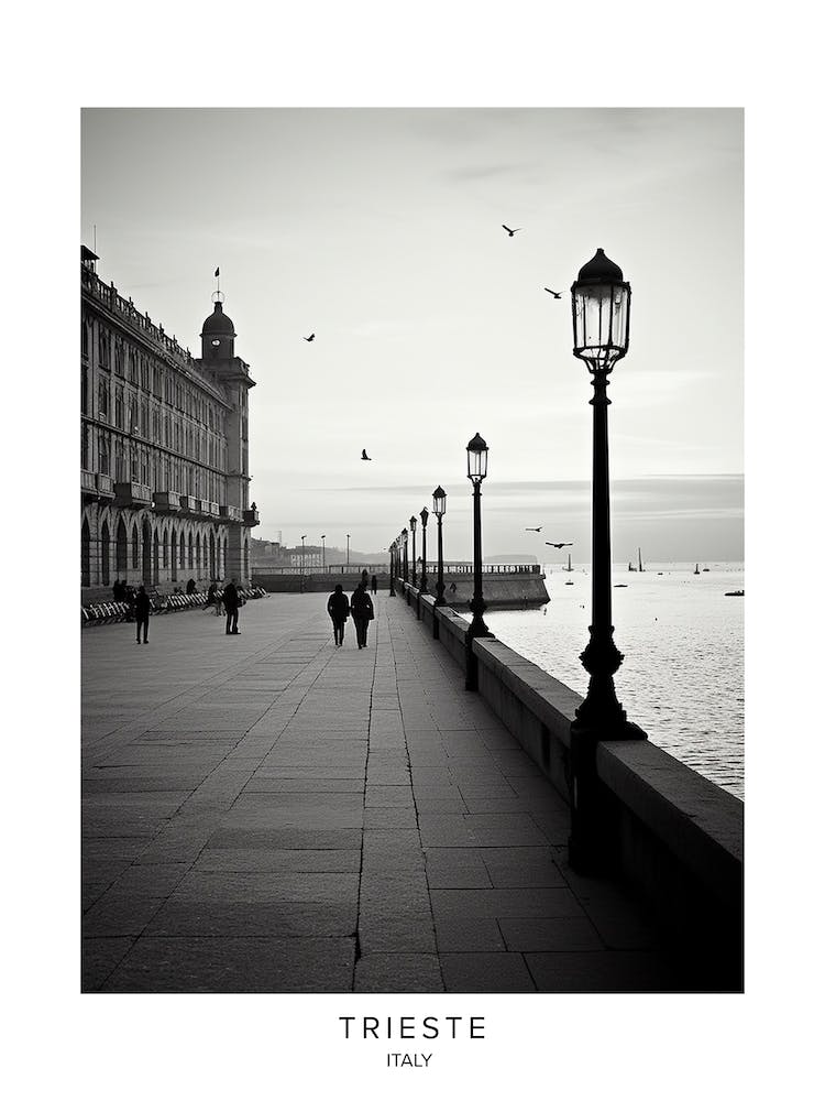 Poster Of Trieste, Italy, Black And White Analogue Photography 3