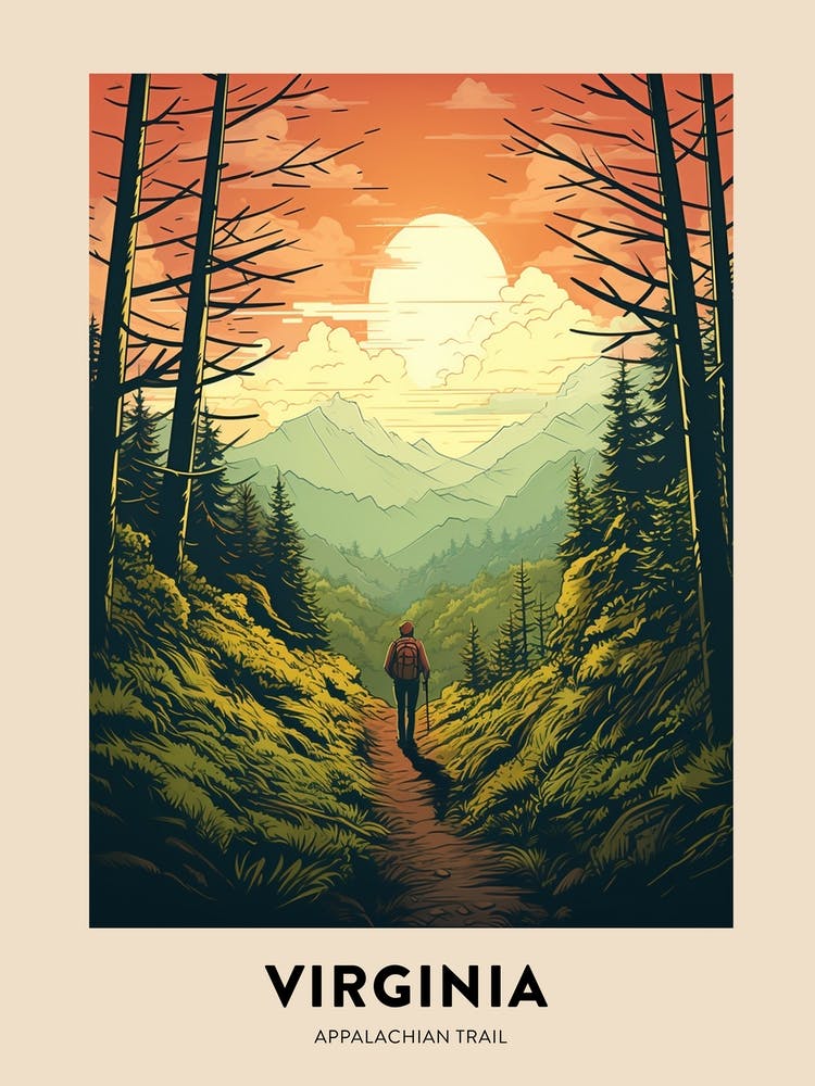 Appalachian Trail Usa 1 Vintage Hiking Travel Poster