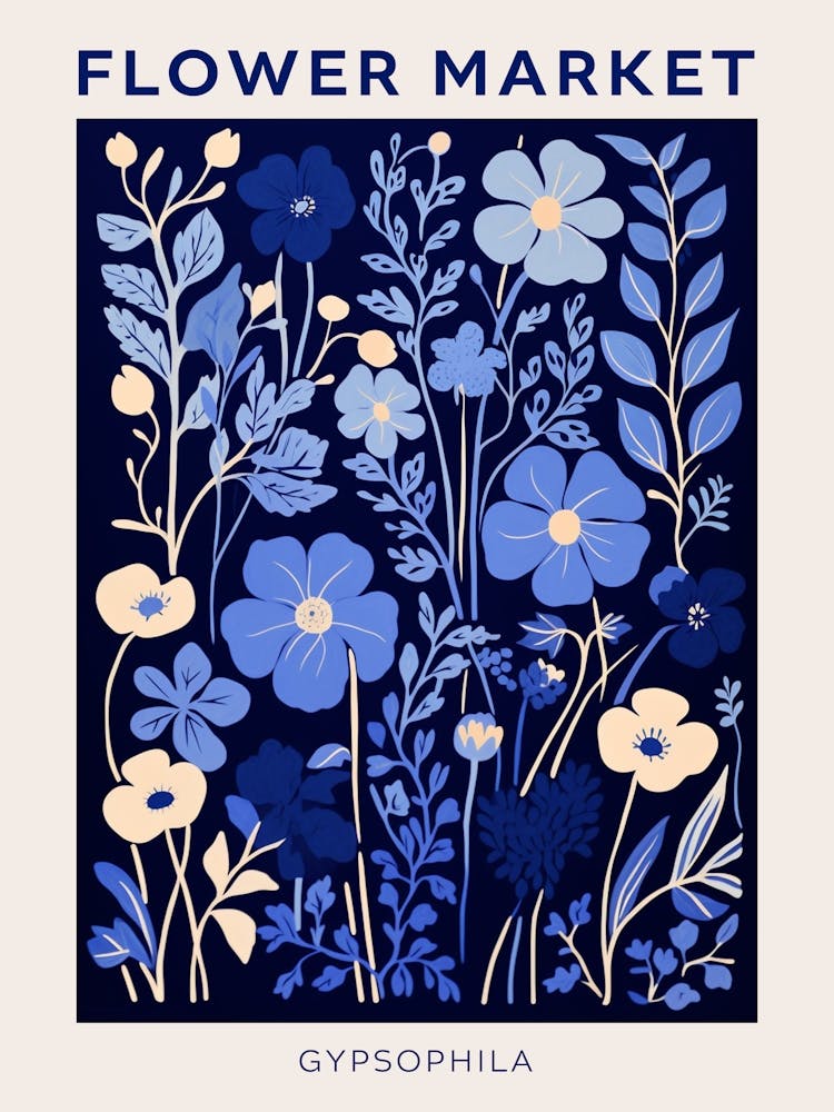 Blue Flower Market Poster Gypsophila 1