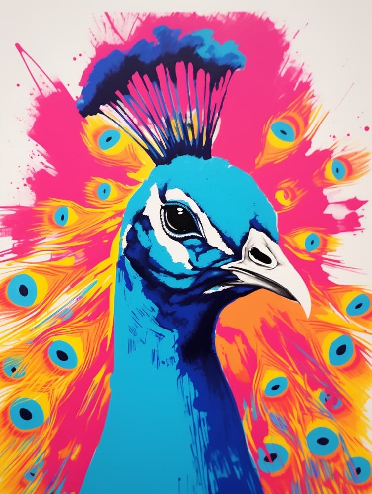 Andy Warhol Style Bird Peacock 1