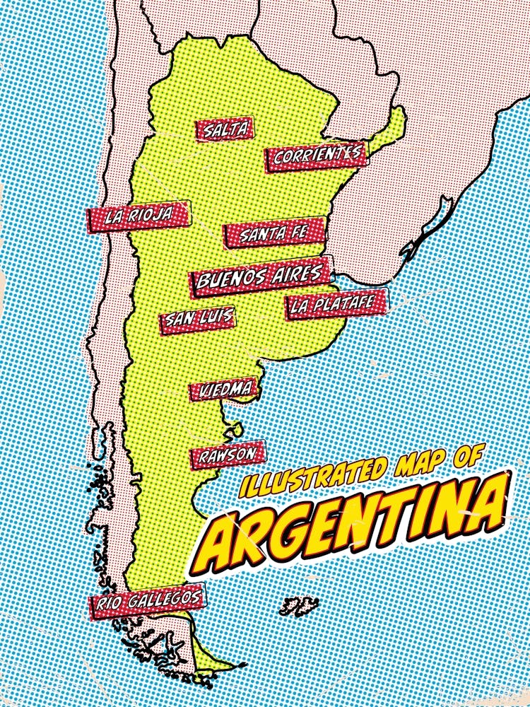 Pop Art Map Of Argentina