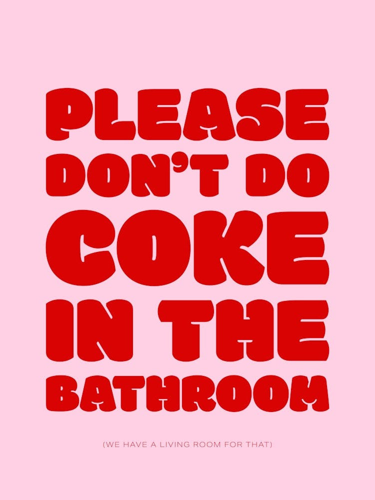Please Don't Do Coke In The Bathroom - Pink & Red