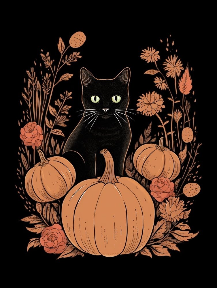 Cat With Pumpkins 6