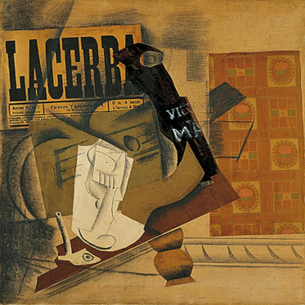 Picasso 1914.Pipe Glass Bottle of Vieux Marc