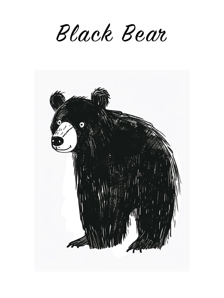 B&W Black Bear 2 Poster