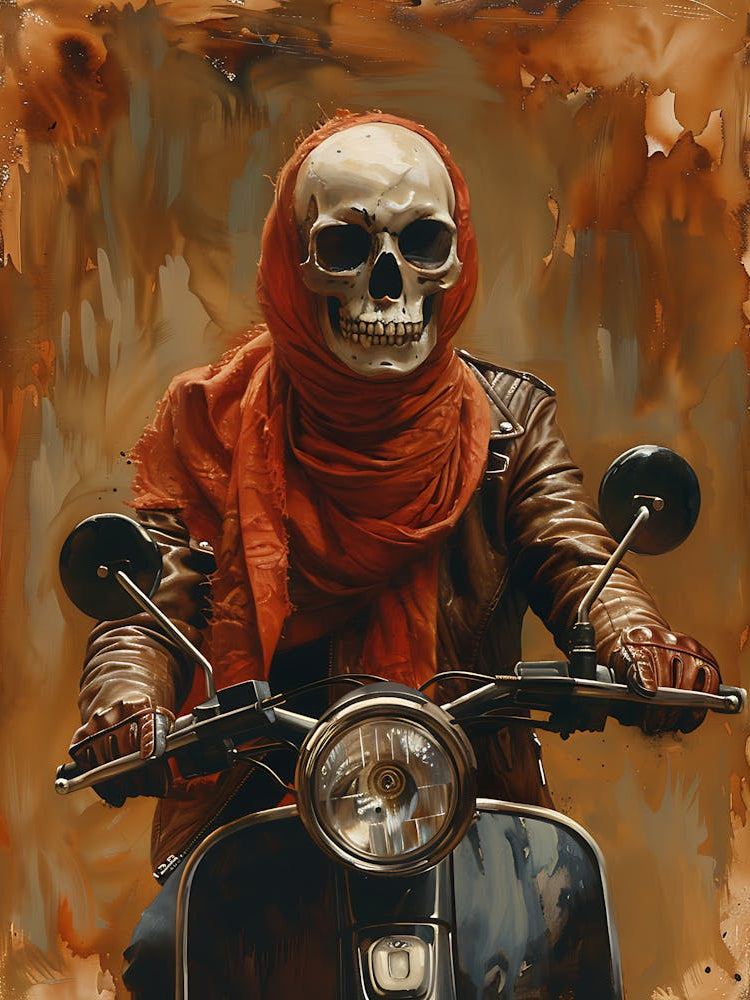 Skeleton On A Moped 3