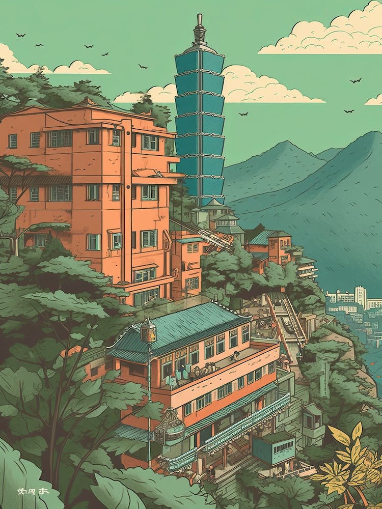 Taipei Taiwan Travel Illustration 1