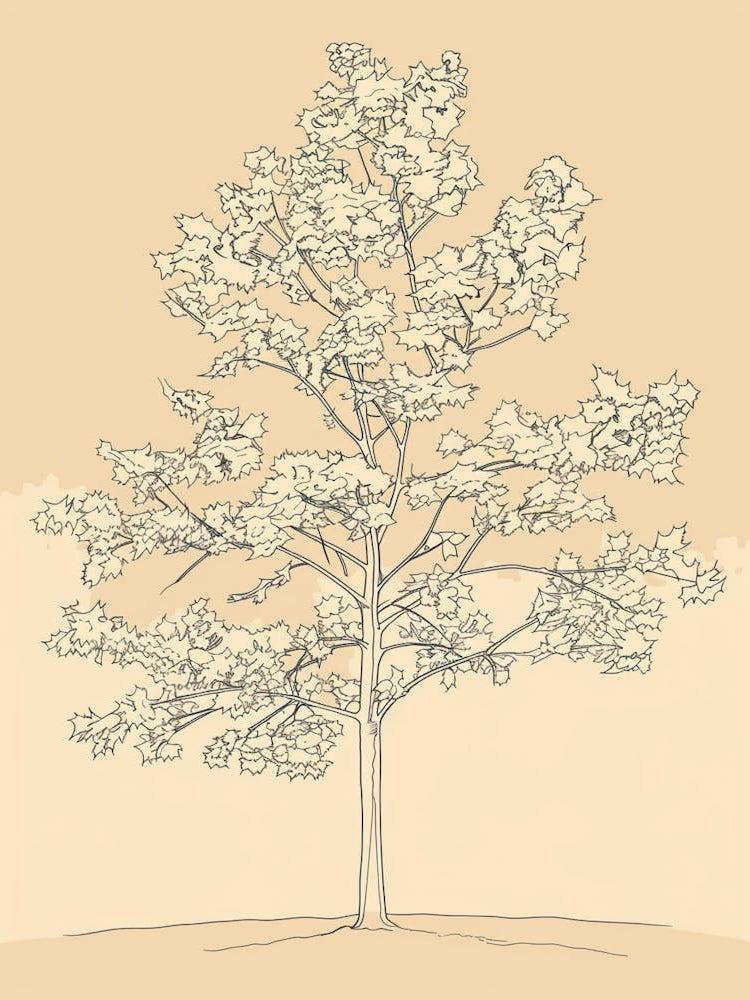 Maple Tree Minimalistic Drawing 3