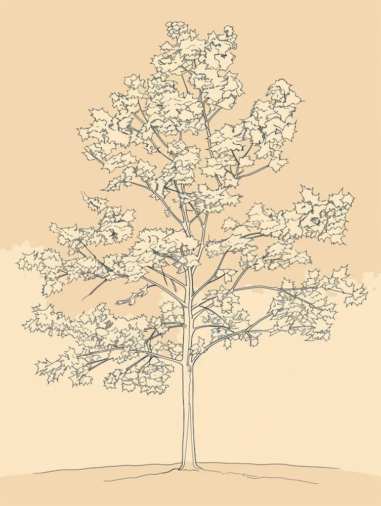 Maple Tree Minimalistic Drawing 3