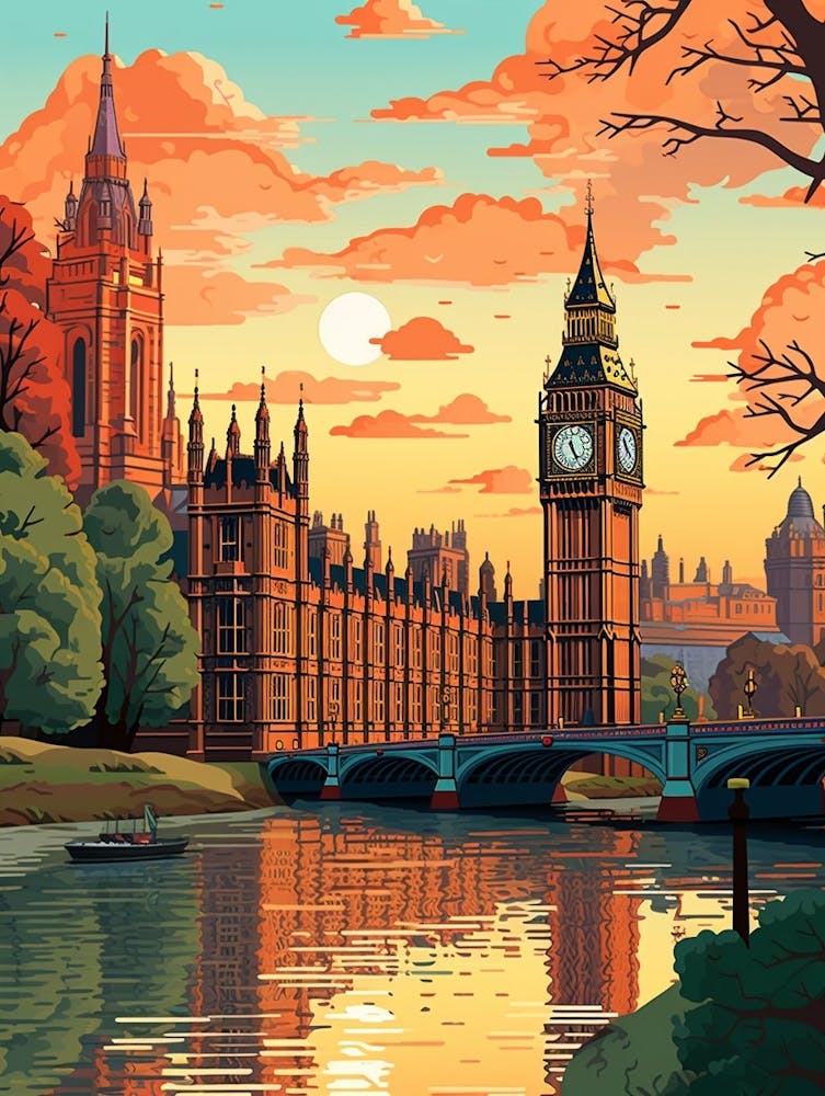 Big Ben And The House Of Parliament Pixel Art 2